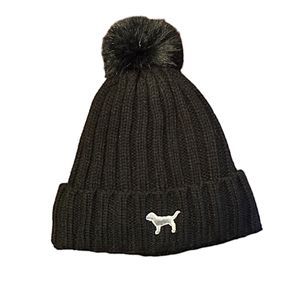 Vs PINK black beanie hat